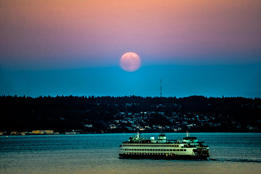 Supermoon Rises Over Puget Sound 2 Photograph by Ronda Broatch