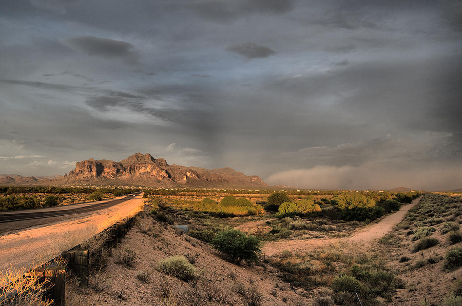 Superstition Mountain Sand Storm Photograph by Tam Ryan