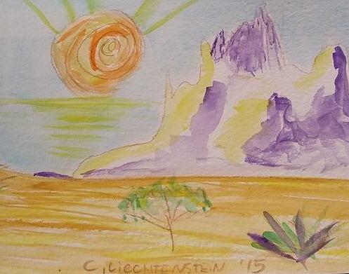 Superstition Mountains In Watercolor 1 Painting