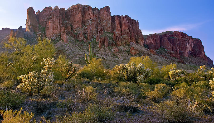 Superstitions Mountains Sunrise Photograph by Dave Dilli