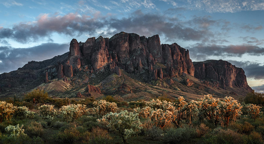Superstitions Mountains Sunset Photograph by Dave Dilli