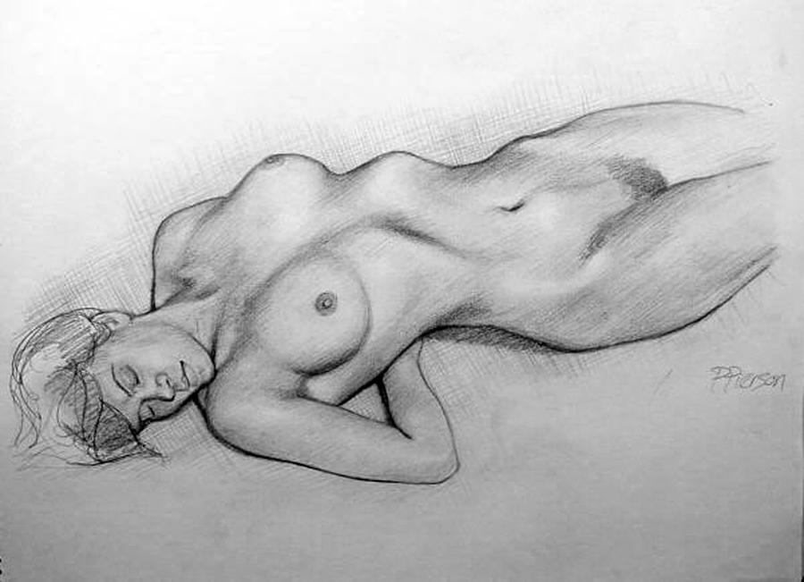 Supine Nude Drawing by Patrick Anthony Pierson
