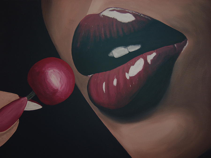Female Painting - Supple Cherry lips by Dean Stephens