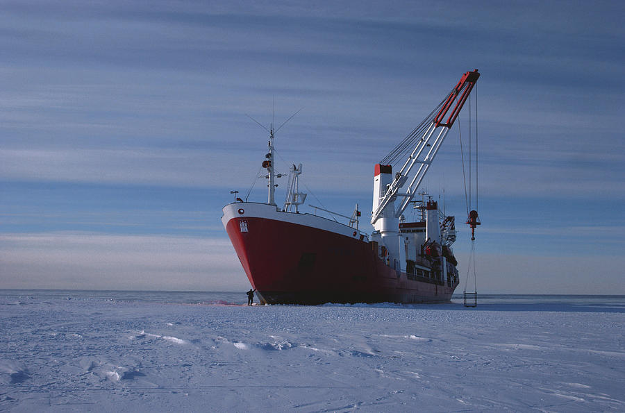 Supply Ship Iceberg Approaching Photograph by A.b. Joyce