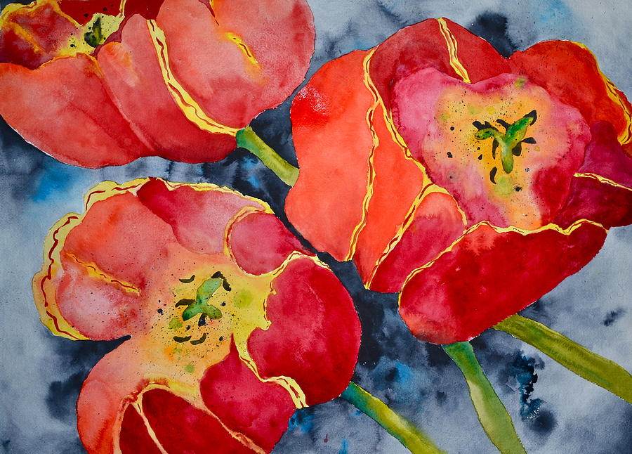Tulip Painting - Supta Vajrasana by Beverley Harper Tinsley