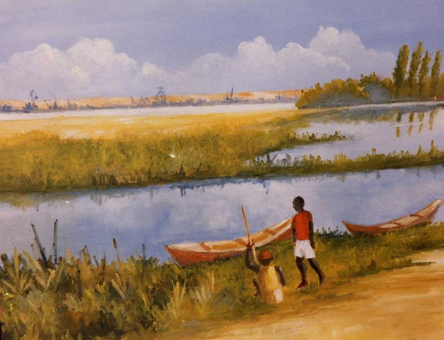 Sur le Fleuve Niger Painting by Jean Pierre Bergoeing