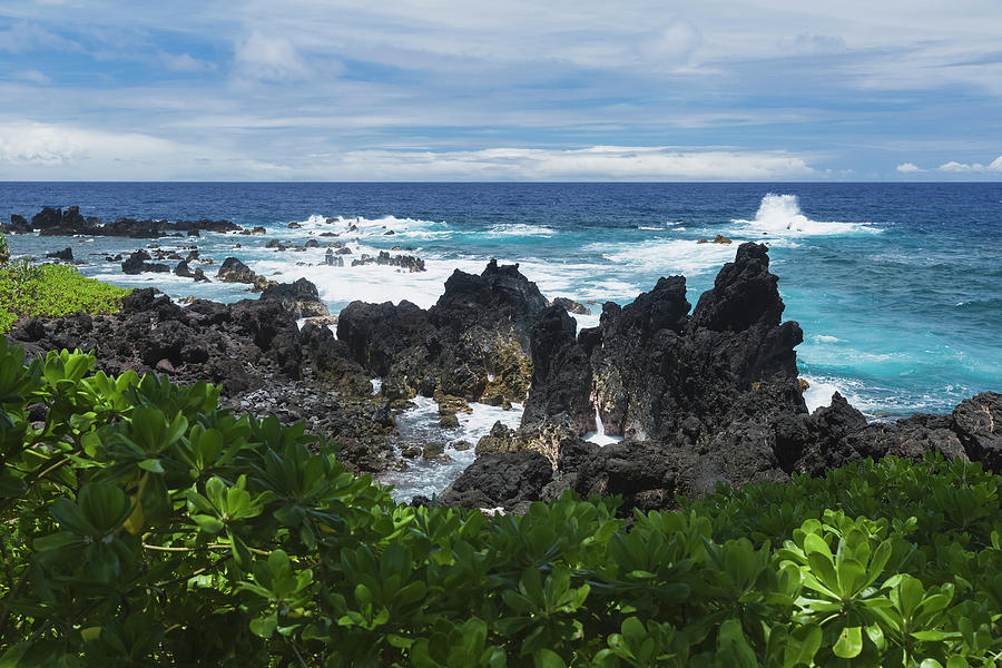 Surf At Lava Rock Shore In Laupahoehoe Photograph by Alvis Upitis