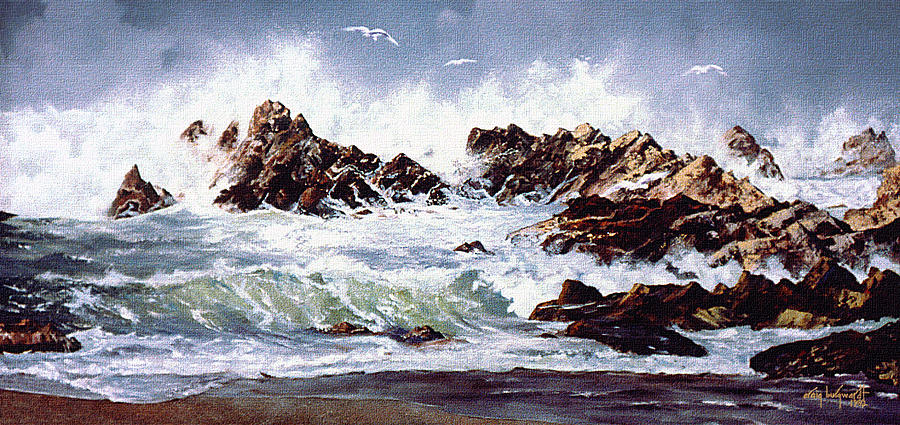 Surf at Lincoln City Painting by Craig Burgwardt