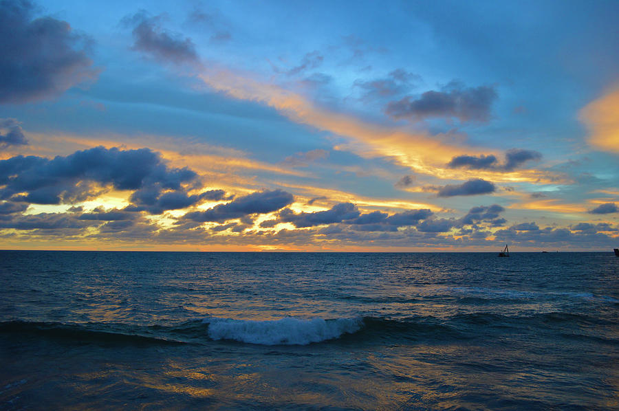 Surf At Sunset At Beach Photograph by Imagebook/theekshana Kumara