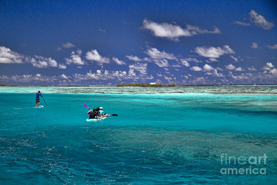 Surf Board paddling in Moorea Photograph by David Smith