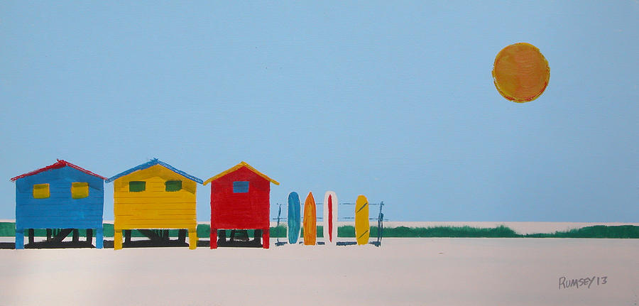 Surf Huts And Boards Painting by Rhodes Rumsey