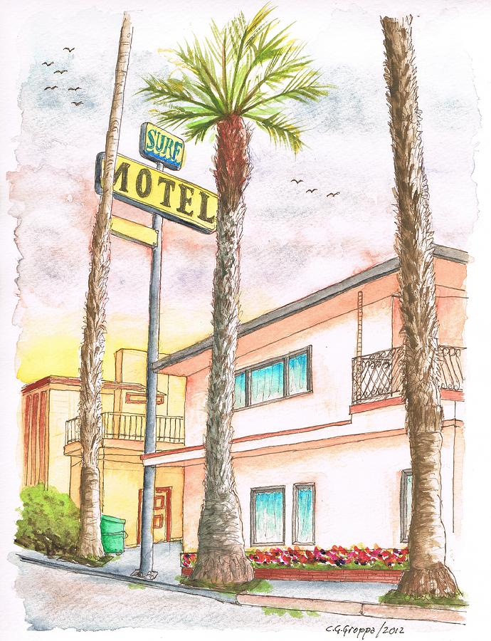 Surf Motel in Pismo Beach-CA Painting by Carlos G Groppa