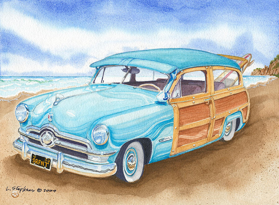 Woody Wagon Painting - Surf Nut by Larry Stephens