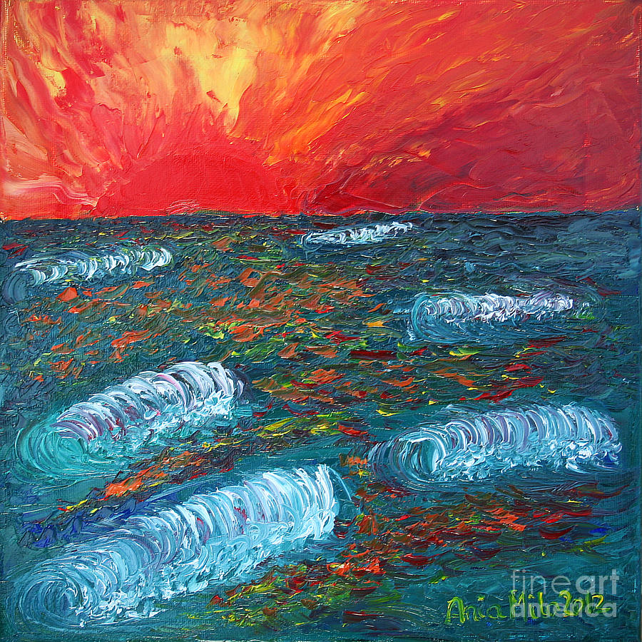 Surf on Fire Painting by Ania M Milo