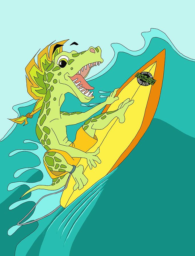 Dinosaur Digital Art - Surfasaurus  by Tammy Long