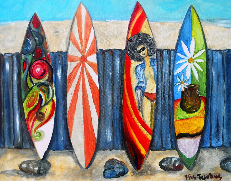 Flower Painting - Surfboards by Pristine Cartera Turkus