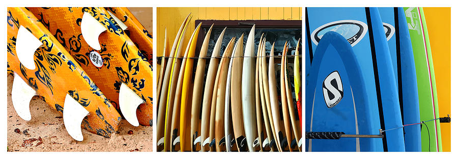 Surfboards Triptych Photograph by Art Block Collections