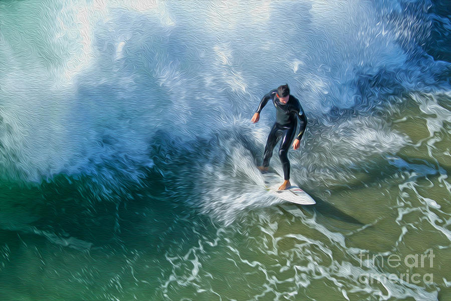Huntington Beach Painting - Surfer - 06 by Gregory Dyer