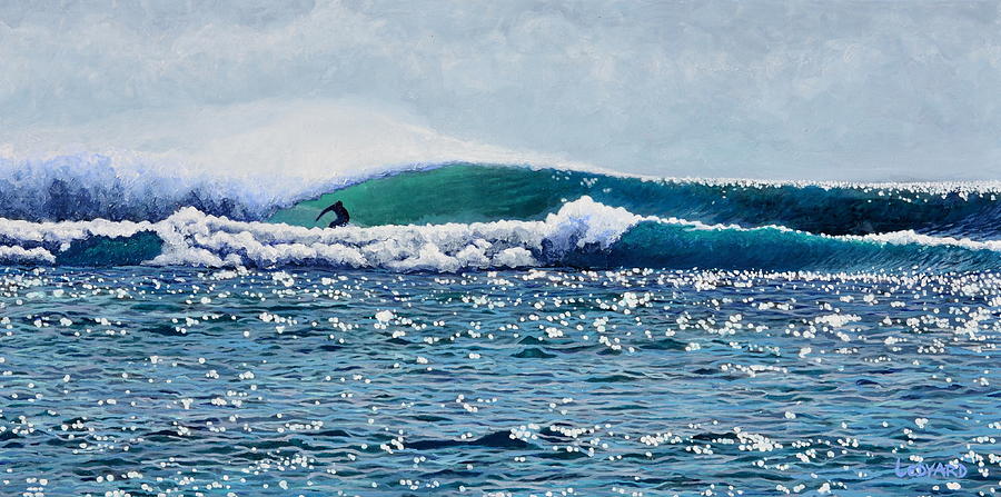 Surfer Painting - Surfer at Padang Padang by Nathan Ledyard