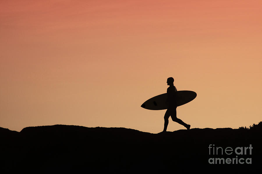 Sunset Photograph - Surfer Crossing by Paul Topp
