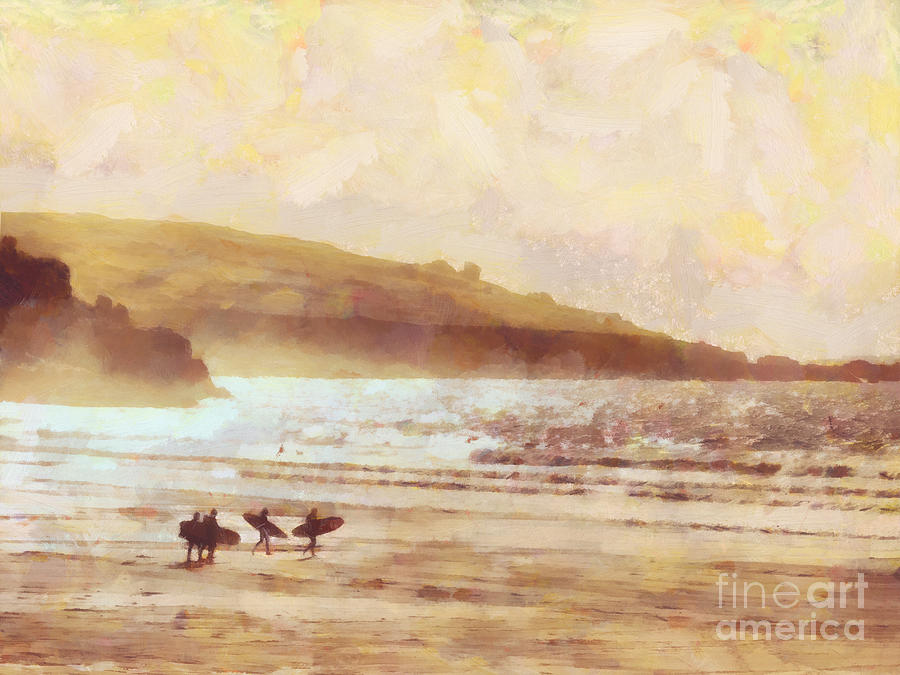 Impressionism Painting - Surfer dawn by Pixel Chimp