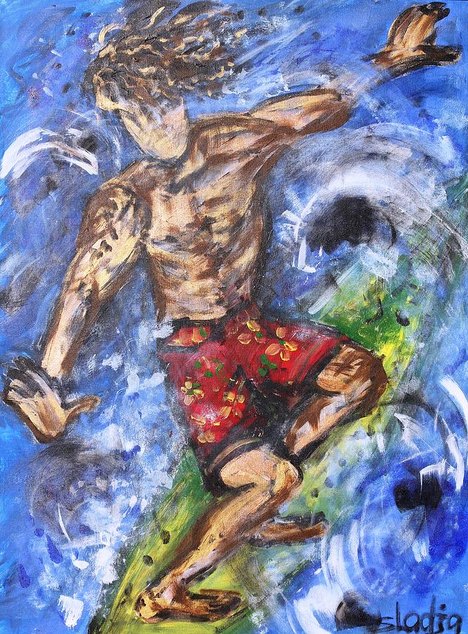 Surfer Dude Painting by Sladjana Lazarevic