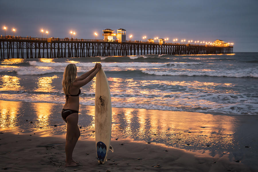 Surfer Girl at Oceanside Pier 1 Photograph by Lee Kirchhevel