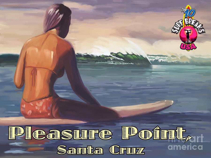 Surfer Girl Pleasure Point Painting by Tim Gilliland