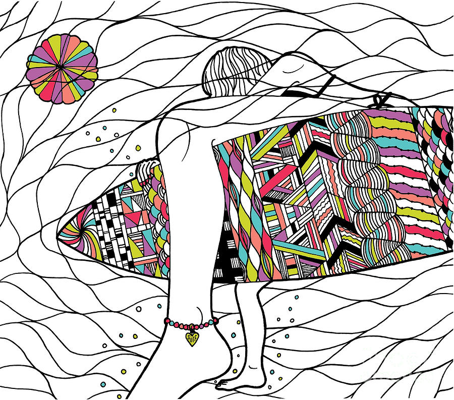 Beach Digital Art - Surfer Girl by MGL Meiklejohn Graphics Licensing