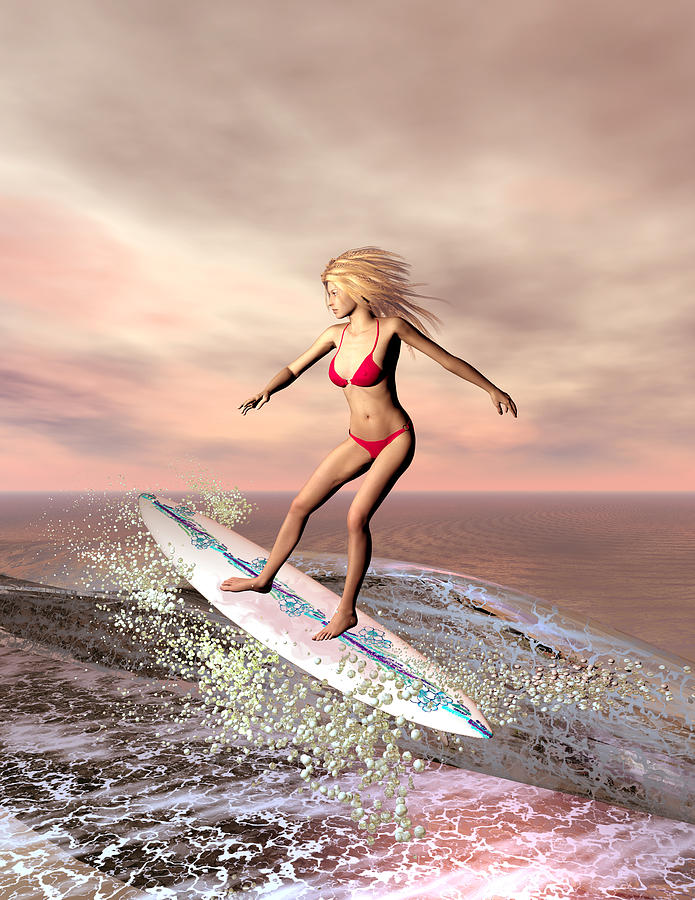 Surfer Digital Art by John Junek