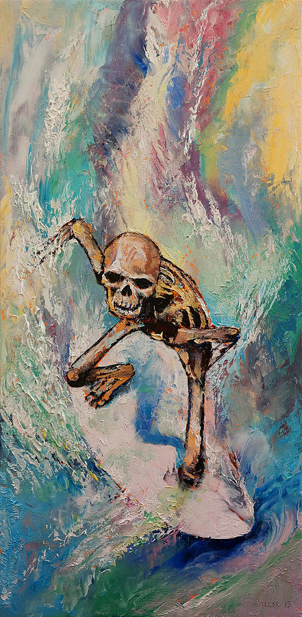 Skull Painting - Surfer by Michael Creese