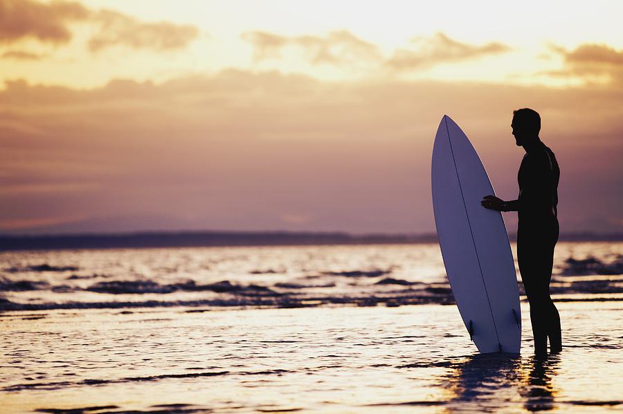 Sunset Photograph - Surfer Silhouette by Daniel Sicolo