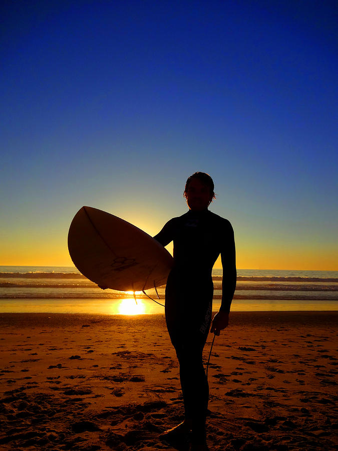 Sunset Photograph - Surfer Silhouette by Donna Spadola