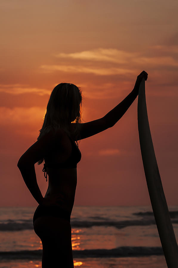 Sunset Photograph - Surfer Sunset Silhouette by Lee Kirchhevel
