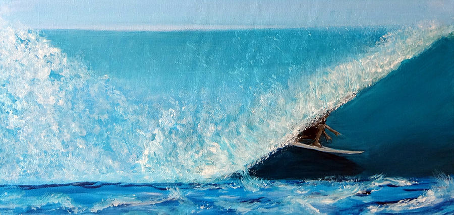 Surf Painting - Surfer Wave Ocean Seascape by Katy Hawk