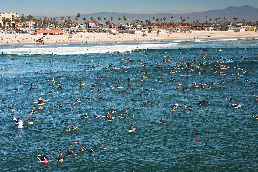 Surfers At Memorial Paddle Out Photograph by Matthew Micah Wright