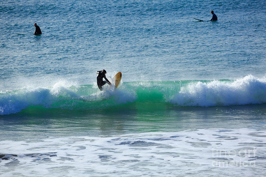 Surfers Photograph - Surfers at Praa Sands by Louise Heusinkveld