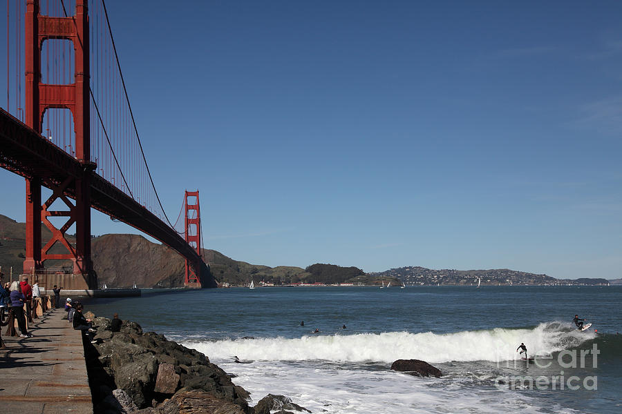 San Francisco Photograph - Surfers Near The San Francisco Golden Gate Bridge 5D21657 by Wingsdomain Art and Photography
