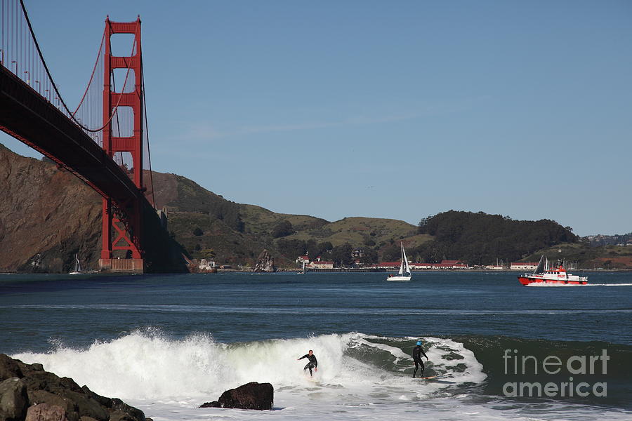 Surfers Near The San Francisco Golden Gate Bridge 5D21664 Photograph by Wingsdomain Art and Photography
