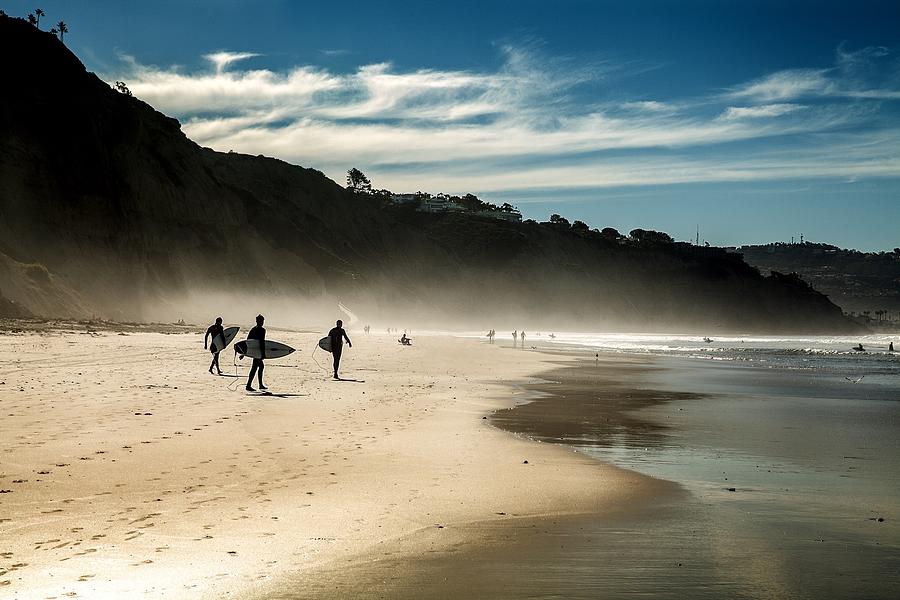 Surfers on La Jolla Beach California Photograph by Jason Moskowitz Photography