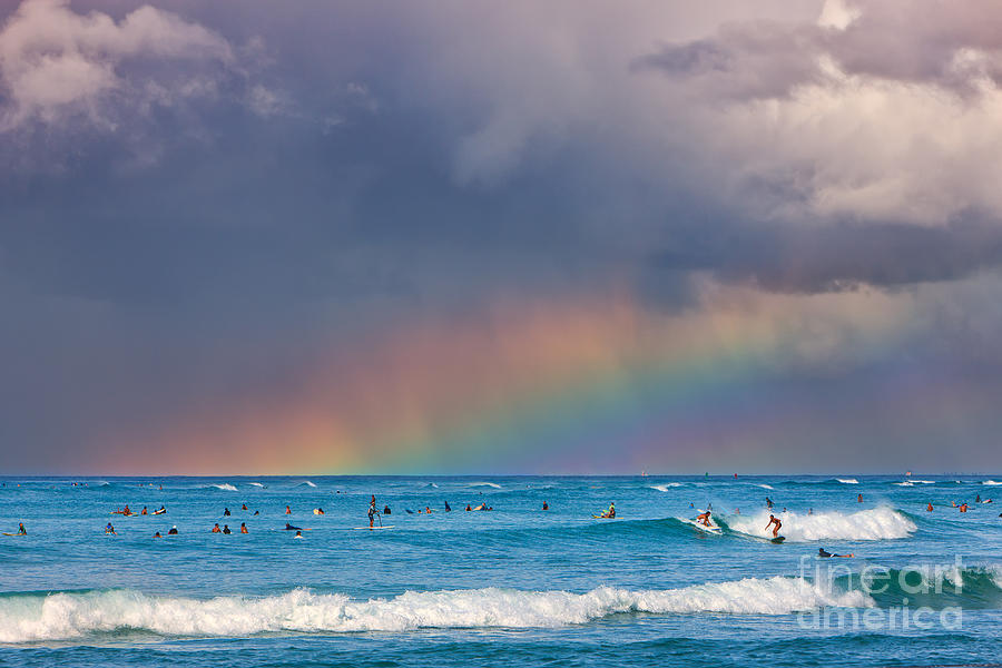Surfers under the Rainbow Photograph by Henk Meijer Photography