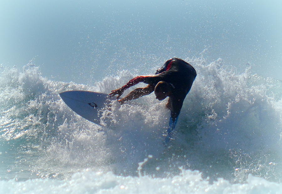 Surfing at Hapuna Photograph by Lori Seaman