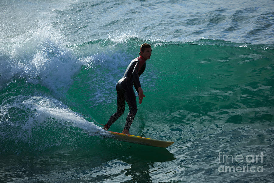 Surfing at Porthleven Photograph by Louise Heusinkveld