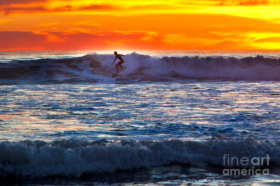 Surfing At Sunset Photograph by Mimi Ditchie