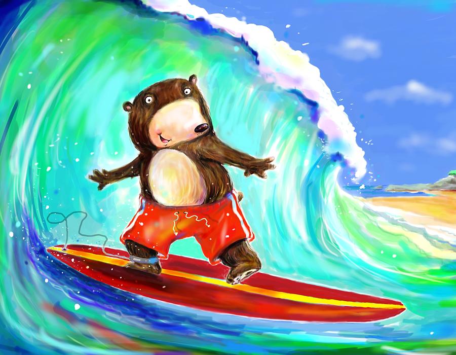 Bear Digital Art - Surfing Bear by Scott Nelson