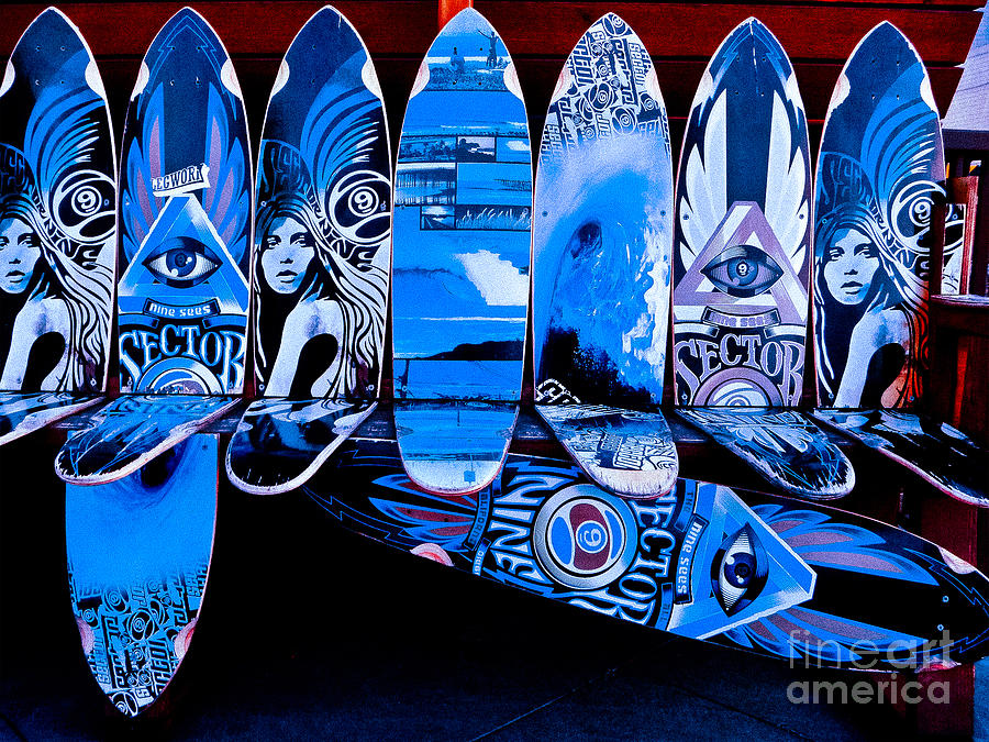 Abstract Photograph - Surfing Board Bench Blue Version by Fei A