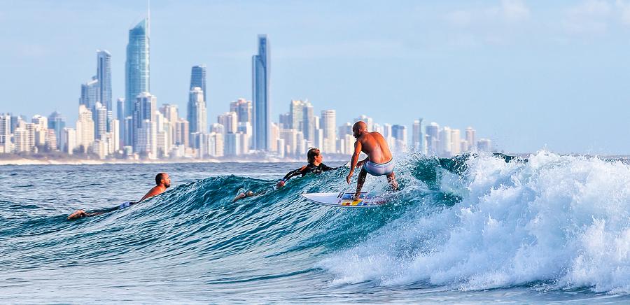 Surfing Burleigh Photograph by Howard Ferrier