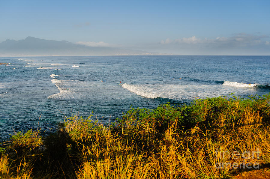 Surfing on Hookipa State Park Beach Maui Hawaii USA Photograph by Don Landwehrle