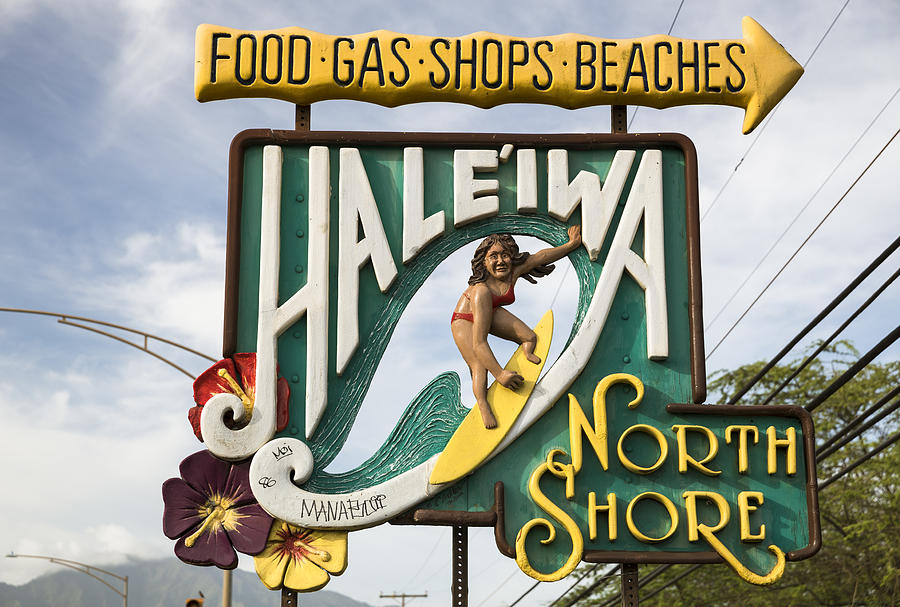 Surfing sign of Haleiwa Oahu Hawaii USA Photograph by Pgiam
