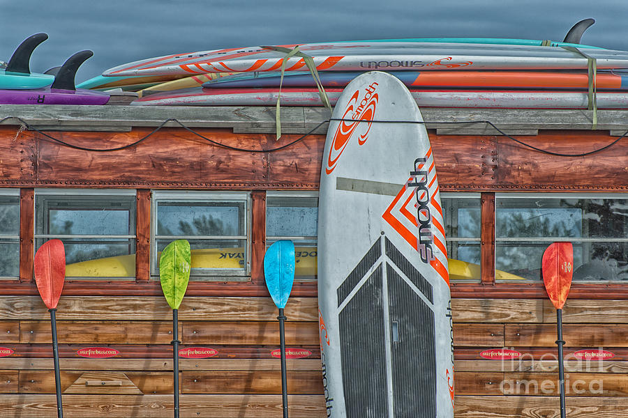 Cool Photograph - Surfs Up - Vintage Woodie Surf Bus - Florida - HDR Style by Ian Monk